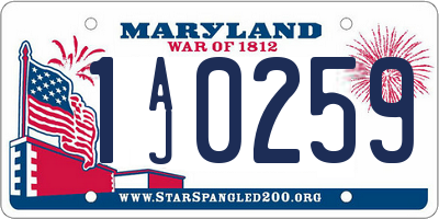 MD license plate 1AJ0259