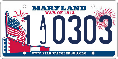 MD license plate 1AJ0303
