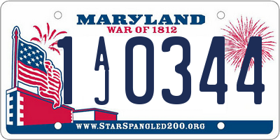 MD license plate 1AJ0344