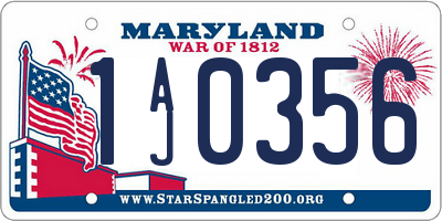 MD license plate 1AJ0356