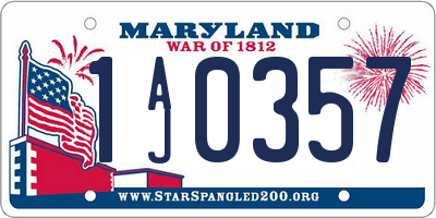 MD license plate 1AJ0357