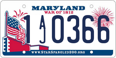 MD license plate 1AJ0366