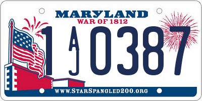 MD license plate 1AJ0387