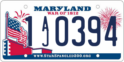 MD license plate 1AJ0394