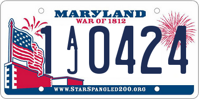 MD license plate 1AJ0424