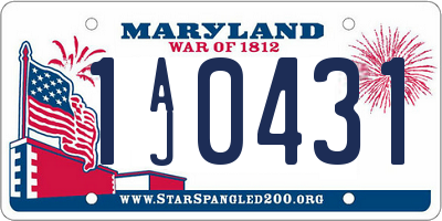MD license plate 1AJ0431
