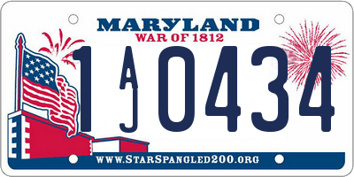 MD license plate 1AJ0434