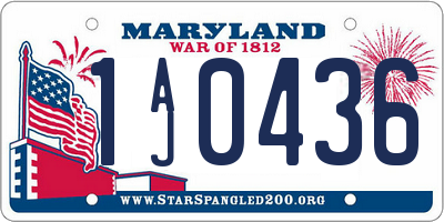 MD license plate 1AJ0436