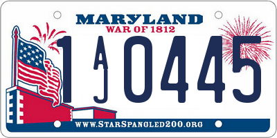 MD license plate 1AJ0445