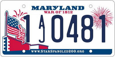 MD license plate 1AJ0481