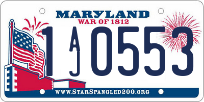 MD license plate 1AJ0553