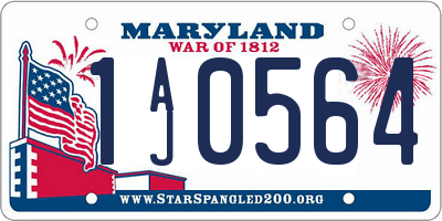 MD license plate 1AJ0564