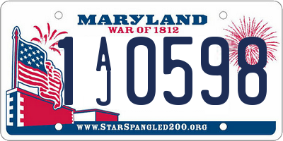 MD license plate 1AJ0598