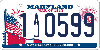 MD license plate 1AJ0599