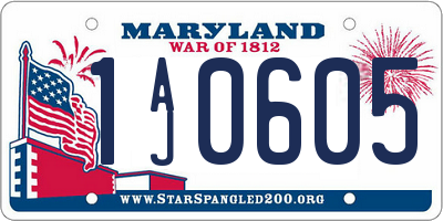 MD license plate 1AJ0605