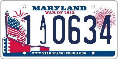 MD license plate 1AJ0634