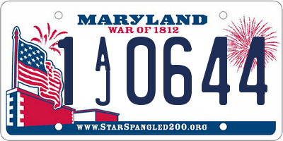MD license plate 1AJ0644