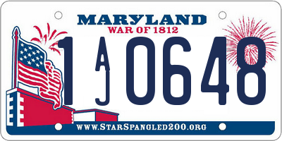 MD license plate 1AJ0648