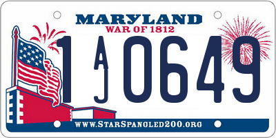 MD license plate 1AJ0649