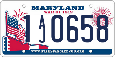 MD license plate 1AJ0658