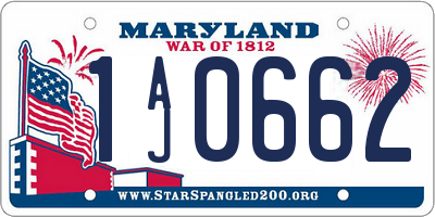 MD license plate 1AJ0662