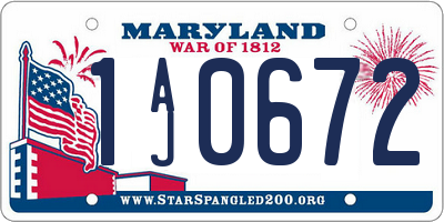 MD license plate 1AJ0672