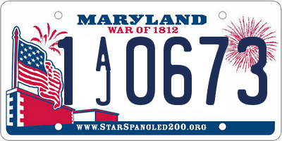 MD license plate 1AJ0673