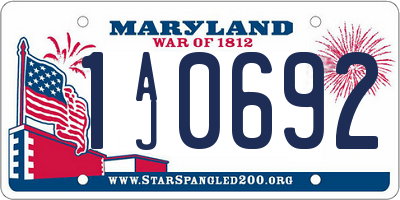MD license plate 1AJ0692