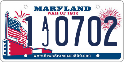 MD license plate 1AJ0702