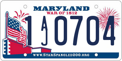 MD license plate 1AJ0704