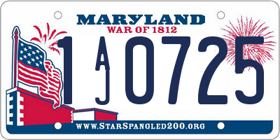 MD license plate 1AJ0725
