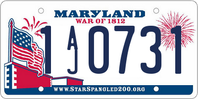 MD license plate 1AJ0731
