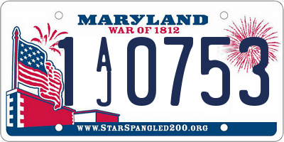 MD license plate 1AJ0753