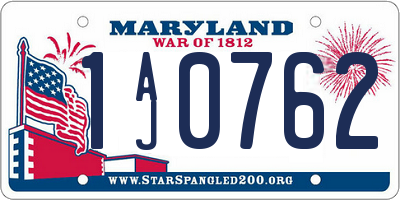 MD license plate 1AJ0762