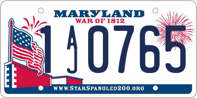 MD license plate 1AJ0765