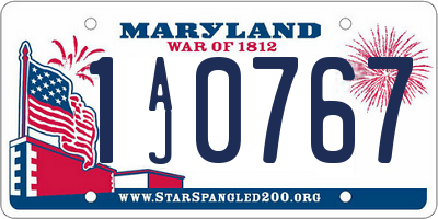 MD license plate 1AJ0767