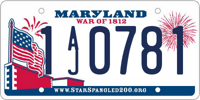 MD license plate 1AJ0781