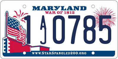 MD license plate 1AJ0785