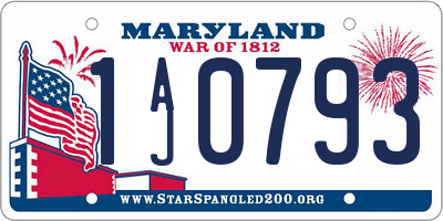MD license plate 1AJ0793