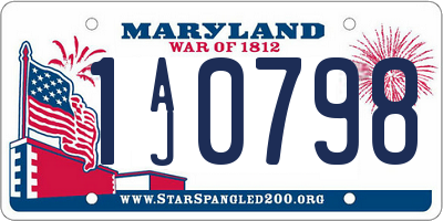MD license plate 1AJ0798