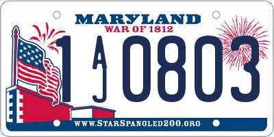 MD license plate 1AJ0803