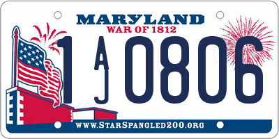 MD license plate 1AJ0806