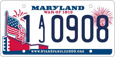 MD license plate 1AJ0908