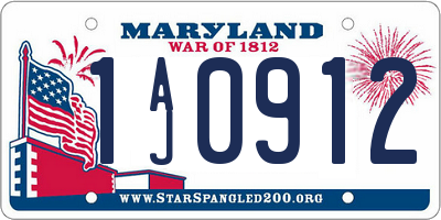 MD license plate 1AJ0912