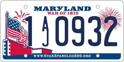 MD license plate 1AJ0932