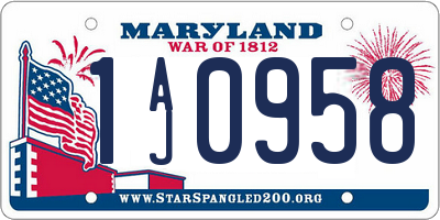MD license plate 1AJ0958