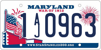 MD license plate 1AJ0963