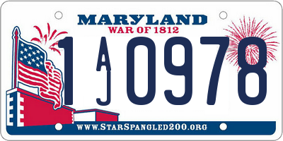 MD license plate 1AJ0978