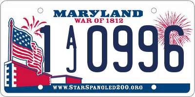 MD license plate 1AJ0996