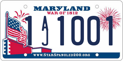 MD license plate 1AJ1001